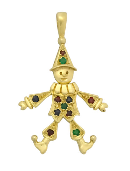 9ct Yellow Gold Gemstone Clown Pendant