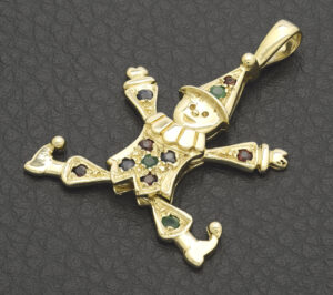 9ct Yellow Gold Gemstone Clown Pendant