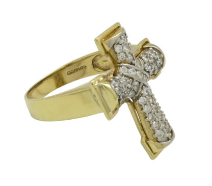 9ct Yellow Gold Gemstone Cross Ring