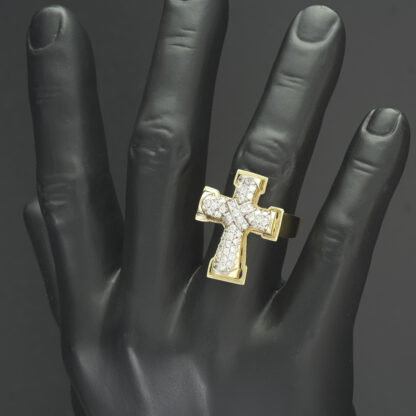 9ct Yellow Gold Gemstone Cross Ring - Image 2
