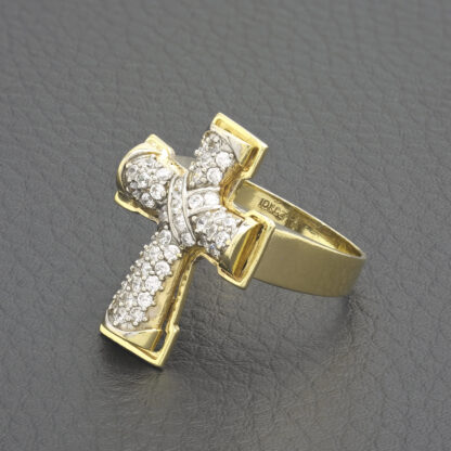 9ct Yellow Gold Gemstone Cross Ring - Image 3