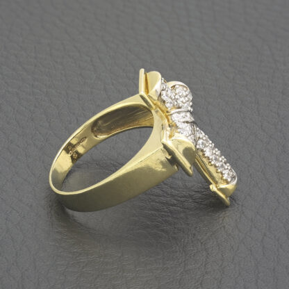 9ct Yellow Gold Gemstone Cross Ring - Image 4