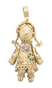 9ct Yellow Gold Gemstone Doll Pendant