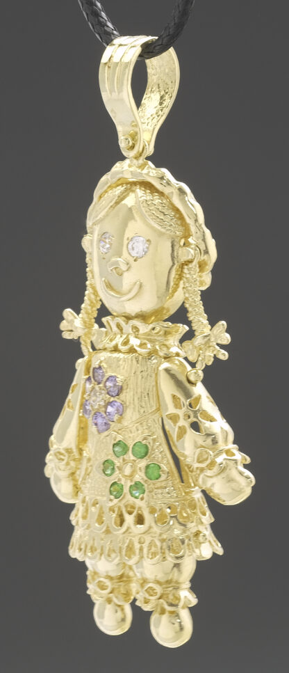 9ct Yellow Gold Gemstone Doll Pendant - Image 4