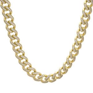 9ct Yellow Gold Gemstone Curb Chain 25.5&#8243; 8.5mm