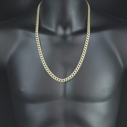 9ct Yellow Gold Gemstone Curb Chain 25.5" 8.5mm - Image 3
