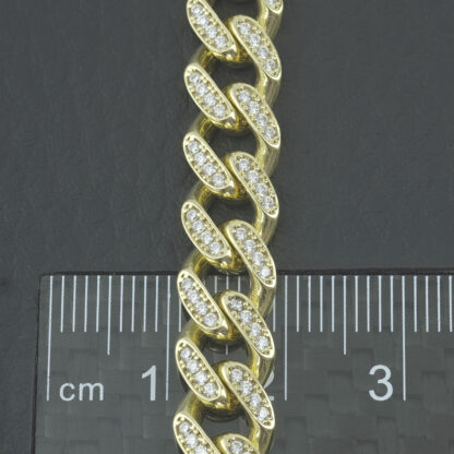 9ct Yellow Gold Gemstone Curb Chain 25.5" 8.5mm - Image 4