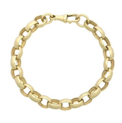 9ct Yellow Gold Patterned Belcher Bracelet 8" 9mm