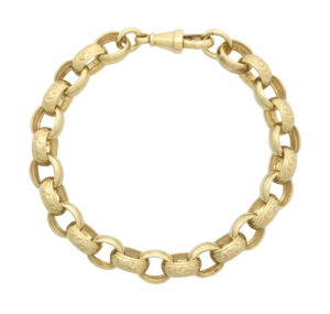 9ct Yellow Gold Patterned Belcher Bracelet 8.5&#8243; 10mm