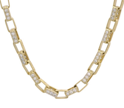 9ct Yellow Gold Gemstone Rectangular Belcher Chain 24" 8mm