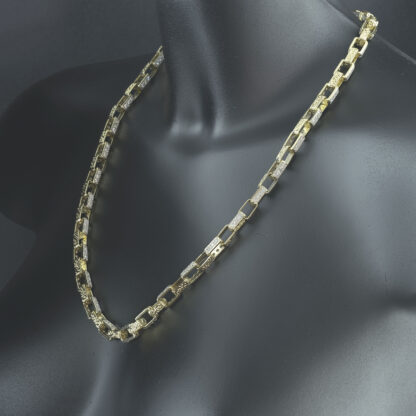 9ct Yellow Gold Gemstone Rectangular Belcher Chain 24" 8mm - Image 2