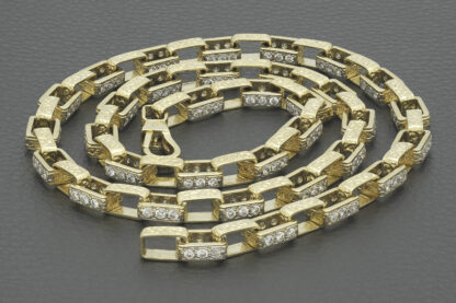 9ct Yellow Gold Gemstone Rectangular Belcher Chain 24" 8mm - Image 5