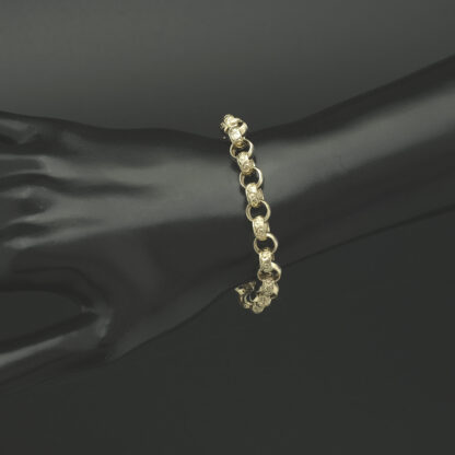 9ct Yellow Gold Patterned Belcher Bracelet 6.5" 7.5mm - Image 2