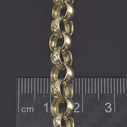 9ct Yellow Gold Patterned Belcher Bracelet 6.5" 7.5mm - Image 3