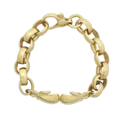 9ct Yellow Gold Belcher & Boxing Glove Bracelet 6" 9mm