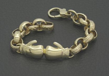 9ct Yellow Gold Belcher & Boxing Glove Bracelet 6" 9mm - Image 2