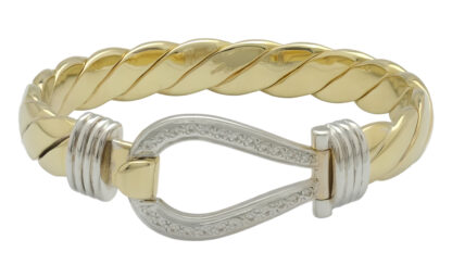 9ct Yellow Gold Gemstone Loop Bangle