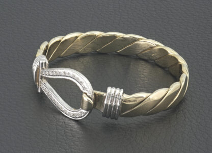 9ct Yellow Gold Gemstone Loop Bangle - Image 4