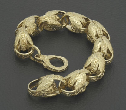 9ct Yellow Gold Tulip Bracelet 9" 15mm - Image 4