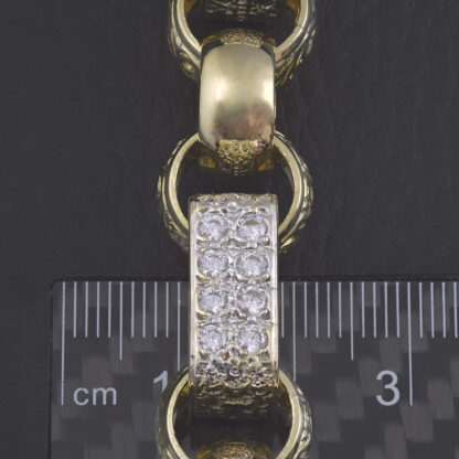 9ct Yellow Gold Gemstone Gypsy Link Bracelet 9.5" 14mm - Image 3