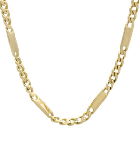 9ct Yellow Gold Fancy Figaro Chain 21.5&#8243; 5mm