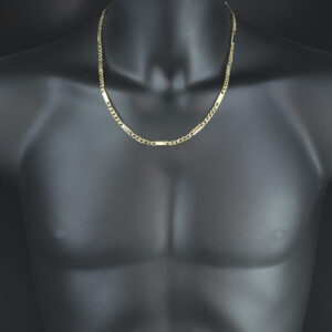 9ct Yellow Gold Fancy Figaro Chain 21.5&#8243; 5mm