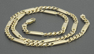 9ct Yellow Gold Fancy Figaro Chain 21.5&#8243; 5mm
