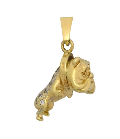 9ct Yellow Gold Gemstone Bulldog Pendant