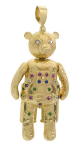 9ct Yellow Gold Gemstone Teddy Bear Pendant