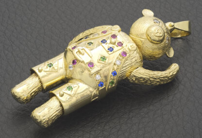 9ct Yellow Gold Gemstone Teddy Bear Pendant - Image 3