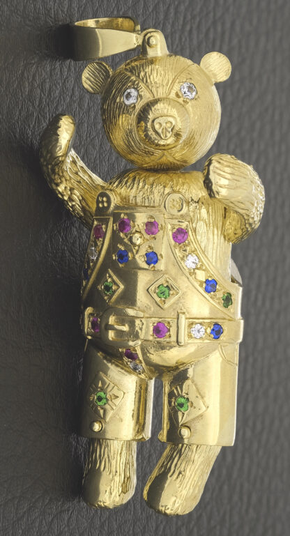 9ct Yellow Gold Gemstone Teddy Bear Pendant - Image 5