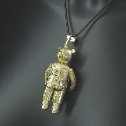 9ct Yellow Gold Gemstone Teddy Bear Pendant - Image 2