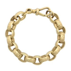 9ct Yellow Gold Patterned Belcher Bracelet 7&#8243; 10mm