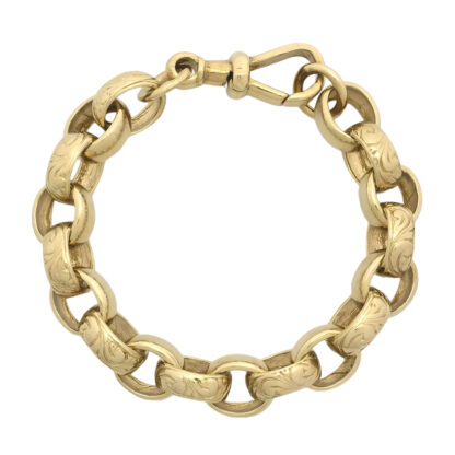 9ct Yellow Gold Patterned Belcher Bracelet 7" 10mm