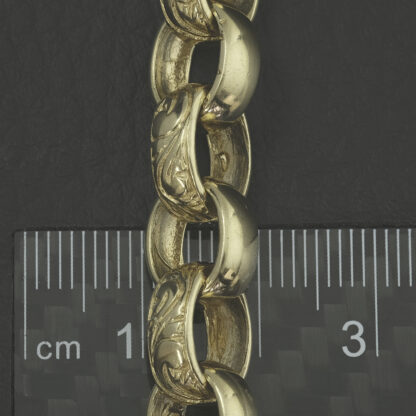 9ct Yellow Gold Patterned Belcher Bracelet 7" 10mm - Image 4