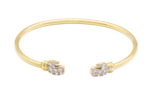 9ct Yellow Gold Gemstone Boxing Gloves Torque Bangle