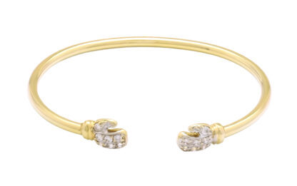 9ct Yellow Gold Gemstone Boxing Gloves Torque Bangle