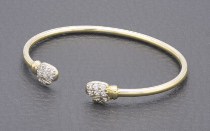 9ct Yellow Gold Gemstone Boxing Gloves Torque Bangle - Image 3