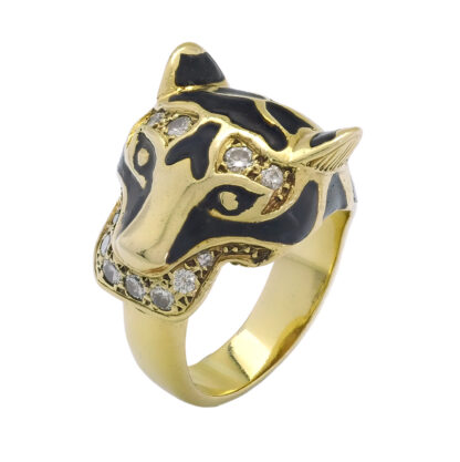 9ct Yellow Gold Gemstone Panther Ring