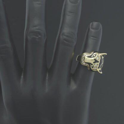 9ct Yellow Gold Gemstone Panther Ring - Image 2