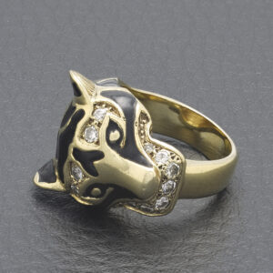 9ct Yellow Gold 0.34ct Diamond Panther Ring