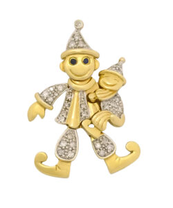 9ct Yellow Gold 0.10ct Diamond Clown Pendant