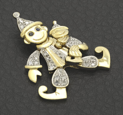 9ct Yellow Gold 0.10ct Diamond Clown Pendant - Image 3