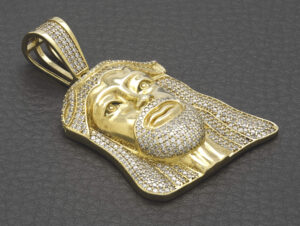 9ct Yellow Gold Gemstone Jesus Pendant