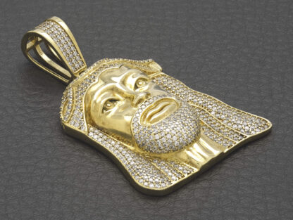 9ct Yellow Gold Gemstone Jesus Pendant - Image 4