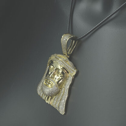 9ct Yellow Gold Gemstone Jesus Pendant - Image 2