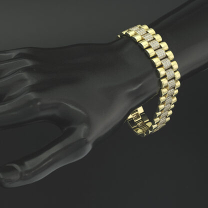 9ct Yellow Gold Gemstone Watch Strap Bracelet 7.5'' - Image 3
