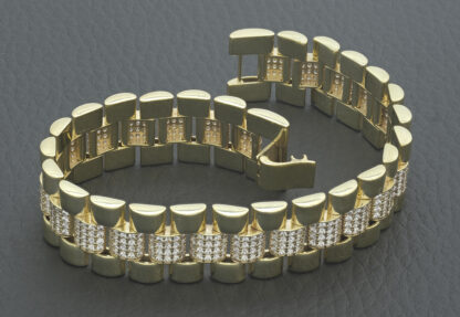9ct Yellow Gold Gemstone Watch Strap Bracelet 7.5'' - Image 4