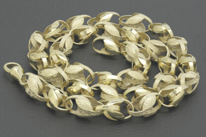 9ct Yellow Gold Tulip Chain 24" 10mm - Image 3
