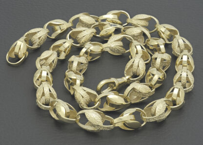 9ct Yellow Gold Tulip Chain 24.5" 10mm - Image 3